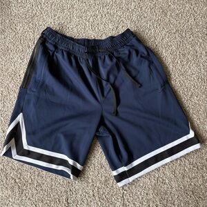 Nike Men's Navy Athletic Shorts with Black and White Trim